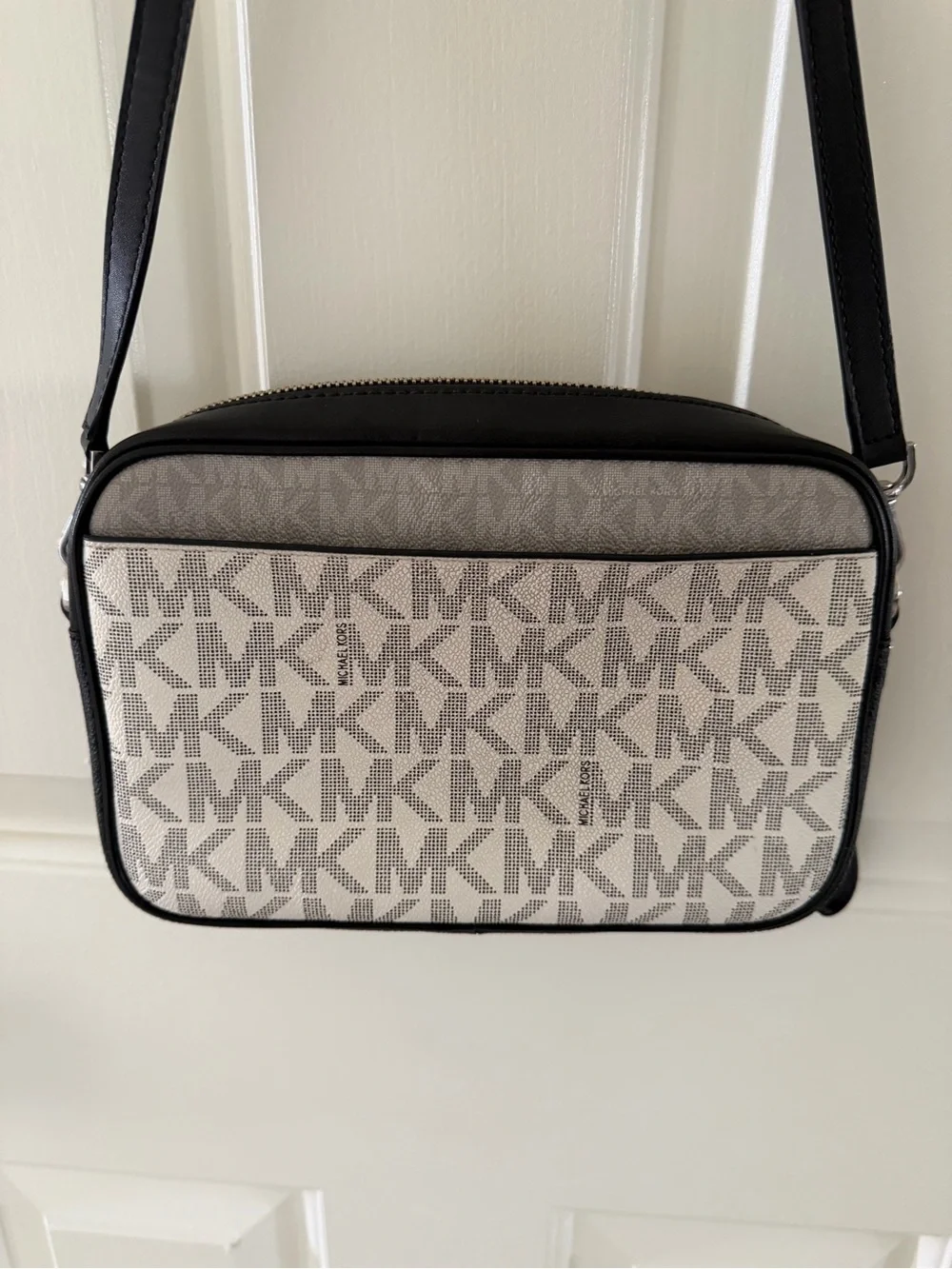 Michael Kors Black and Gray MK Signature Crossbody Bag